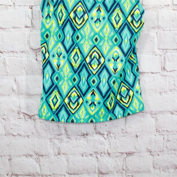 LL Bean BeanSport Swimwear Scoopneck Tankini Top Print Green Size 4 - Picture 3 of 10